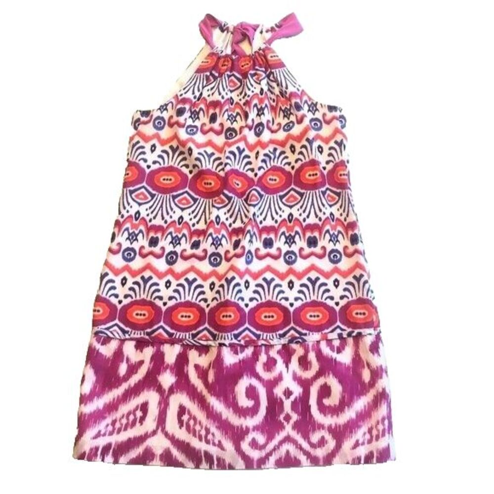 Trina Turk Blue Pink Orange Menara Ikat Genevieve Halter Dress Size 2 - Picture 8 of 15